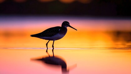 Tranquil bird silhouette against dusk sky high resolution photo