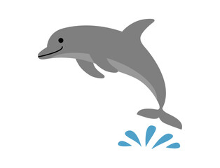 イルカ　海　水しぶき　いるか　イラスト