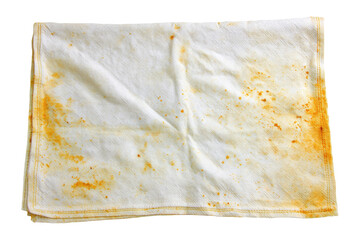 Stained napkin white fabric turmeric stains old folded isolated kitchen dirty cleaning textured messy household yellow rectangular absorbent used background spot wrinkle cloth food laundry stain