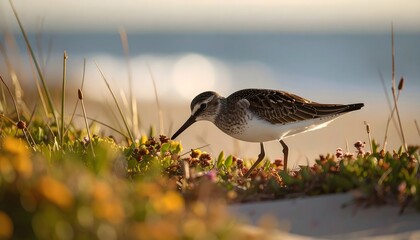 Close up sandpiper bird in marsh high resolution photo