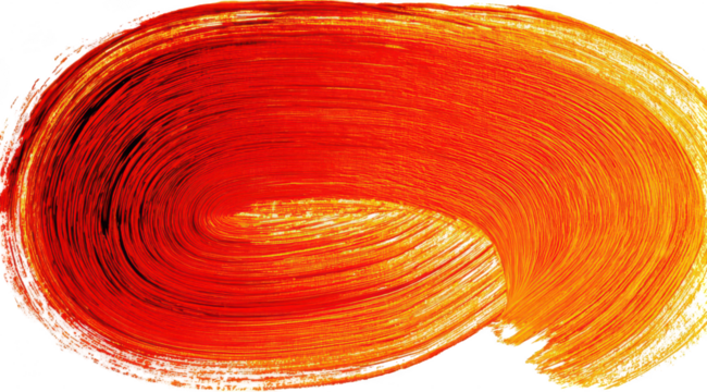 Abstract swirl of vibrant orange-red paint