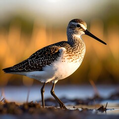 Wading bird standing in soft sunlight high resolution photo