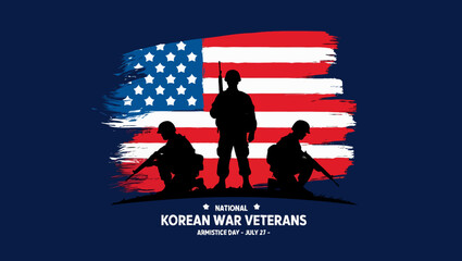 Vector art of silhouetted soldiers honor national korean war veterans armistice day