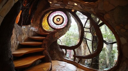 Whimsical Interior of a Spiral Shell Design