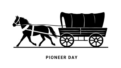 Vector art of a horse drawn wagon illustration for pioneer day celebration