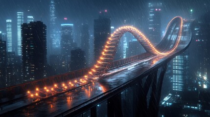 Futuristic Cityscape with DNA Helix Road Design