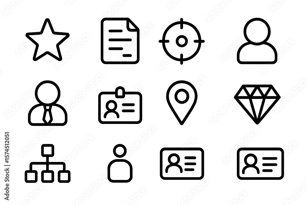 Poster minimalist set of business and technology icons with simple outline style