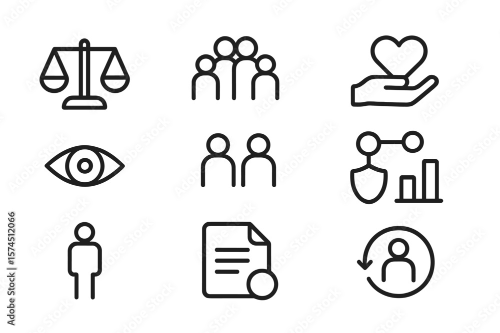 Poster minimalistic icons for business and social concepts with dark background