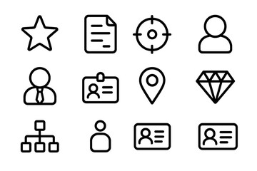 Minimalist set of business and technology icons with simple outline style