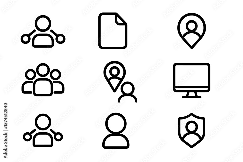 Poster minimalist dark icons for communication and navigation design