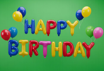 Dynamic happy Birthday Illustration with balloons 