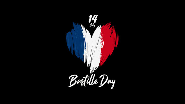 Vector art of celebrating bastille day with a heart shaped french flag illustration