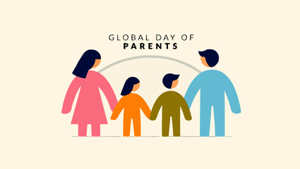 Vector art of a happy family is celebrating global day of parents with love