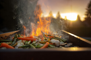Grilled Vegetables at Sunset