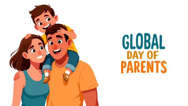 Vector art of a happy family celebrates global day of parents with love - Powered by Adobe