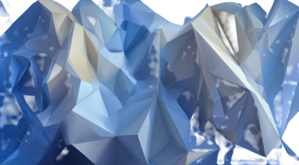 Abstract, polygonal landscape in shades of blue and white
