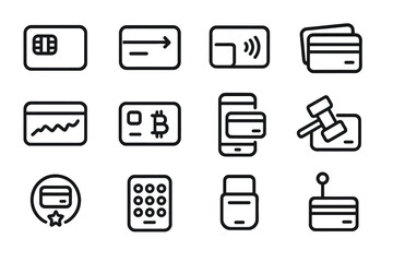 Minimalist banking icons for digital payment and cryptocurrency applications