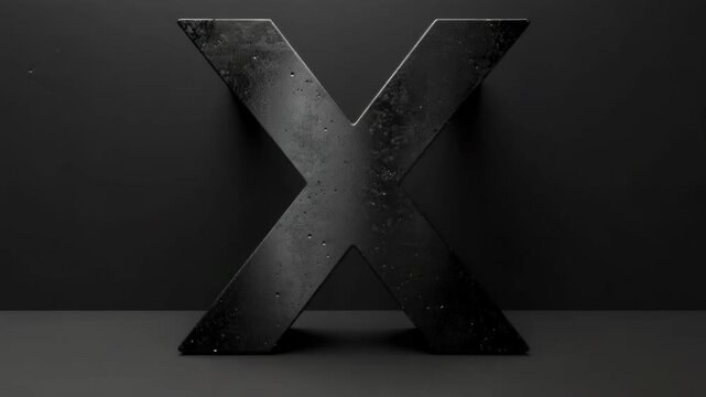Metal letter X on a dark background