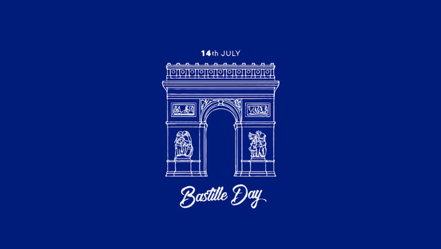 Vector art of arc de triomphe outline for bastille day