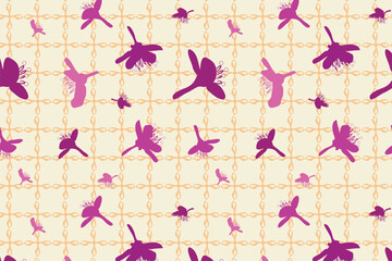 Japanese Hanami Cherry Blossom Watercolor Blossom With Shoji Texture , Folding Fans , Kimonos