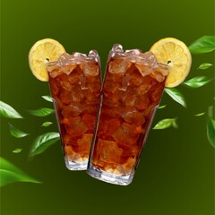 cocktail with ice and lime