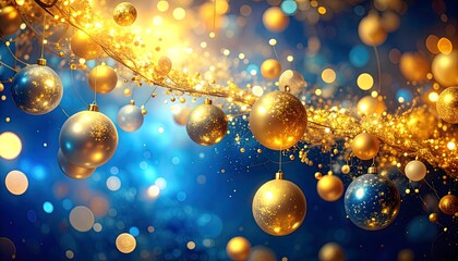 Hanging glittery balls in holiday setting high resolution photo