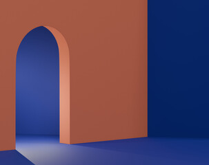 아치 문 미니멀 인테리어 디자인 그래픽아트 / Arch Door Minimal Interior blue wall Design