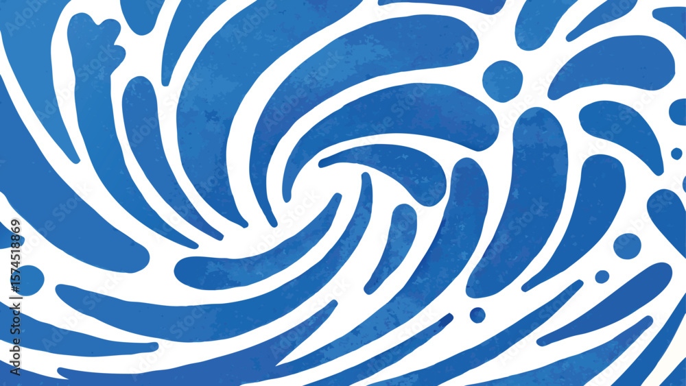 Aufkleber abstract blue and white swirling pattern with teardrop shapes and circular dots design element art