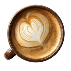 Top view of a latte art heart