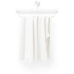 Fototapeta premium Towels hang on white hangers against a white background. The color transitions are smooth and seamless, creating a graceful and elegant effect.