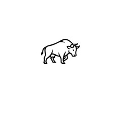 Strong Bull Logo design - Minimalist Black Line Art 
