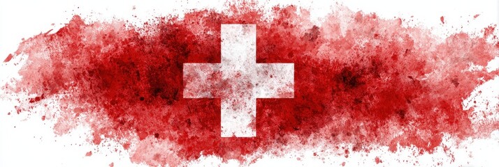 Swiss National Day Celebration with Watercolor Grunge Flag Background