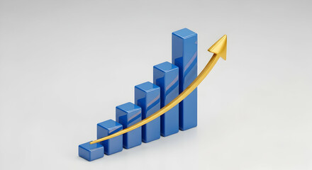 Business Growth Chart with Golden Arrow
