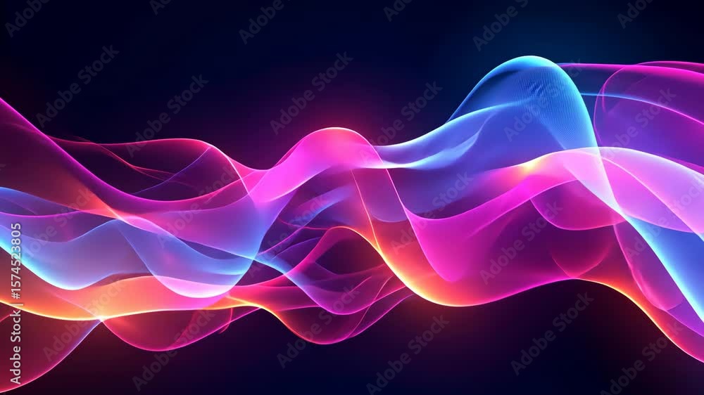 Poster futuristic abstract background with colorful glowing lines forming intricate shapes