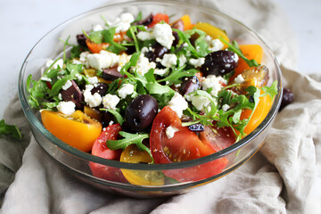 Colorful Mediterranean Salad with Feta and Olives