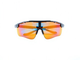 Stylish orange mirrored sports sunglasses with white frame