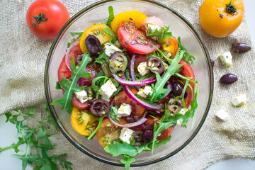 Vibrant Mediterranean Salad with Tomatoes and Feta