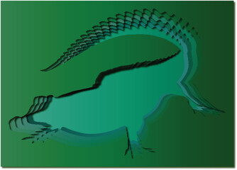 Paper Cut Crocodile Illustration on Green Gradient
