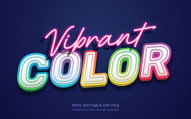 Vibrant Color Neon Light 3D editable text style effect	
