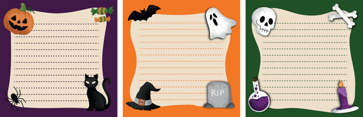 set of halloween notes template