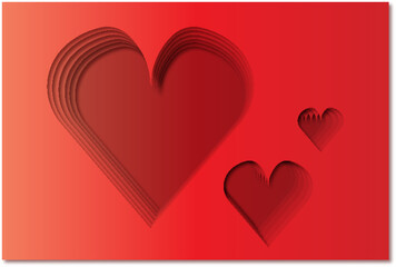 Paper Cut Love Illustration on Red Gradient
