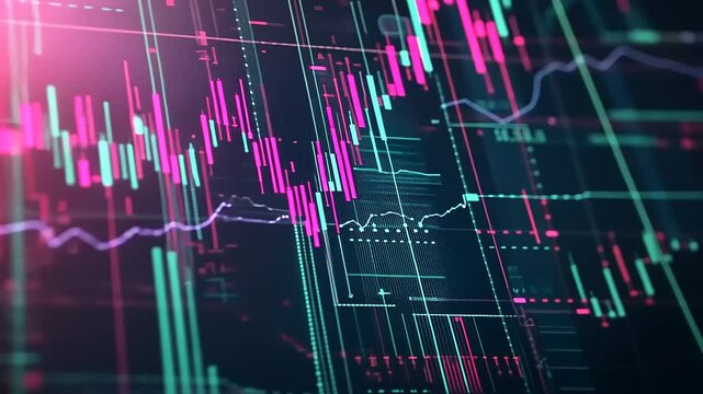 Fluctuating Stock Market Data Visualization with Dynamic Colorful Charts