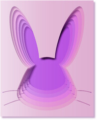 Paper Cut Rabbit Illustration on Purple Gradient
