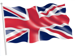 United Kingdom UK flag waving isolated on white transparent background,