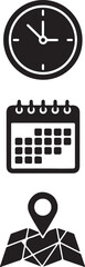 Planning Your Trip Time, Calendar, and Location Icons