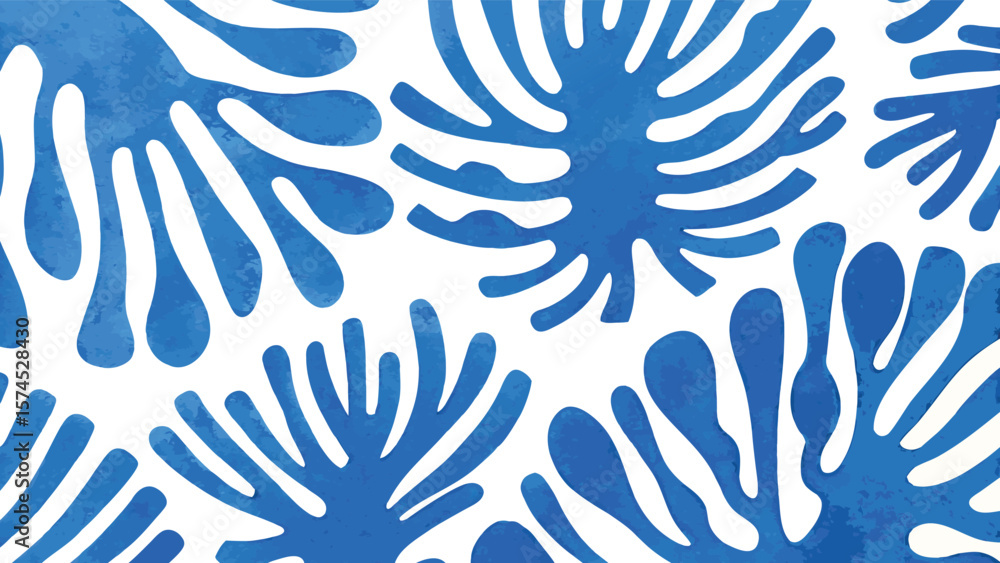 Aufkleber abstract blue organic shapes on a white background creating a seamless pattern design element for ar