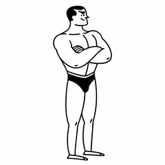 Fototapeta premium Muscular man with arms crossed on white background bodybuilder male