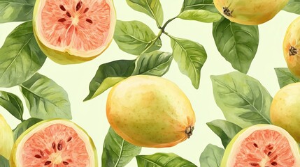 Guava pattern on colourful background