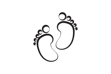 baby feet logo silhouette vector, baby foot logo icon vector silhouette, foot print vector illustration logo, silhouette of baby footprints icon vector silhouette design on white background