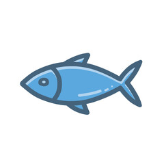Fototapeta premium Blue fish swims isolated marine graphic animal icon